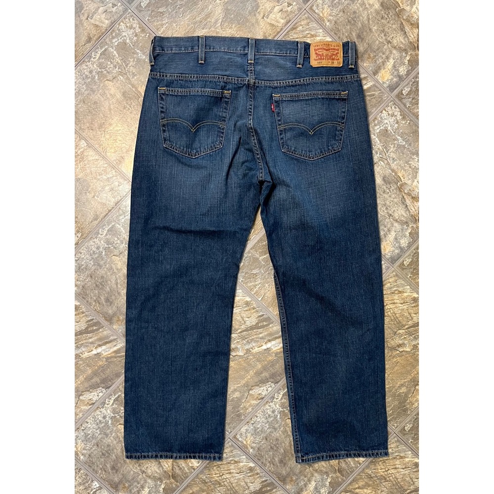 Levis 569 Loose Straight Jeans Mens 38x32 Dark Blue Relaxed Denim - Picture 2 of 8